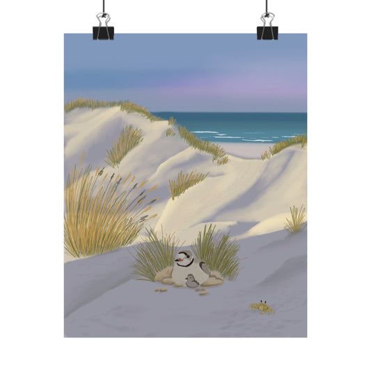 Coastal Dunes Beach Poster — Serene Ocean Sunset Print