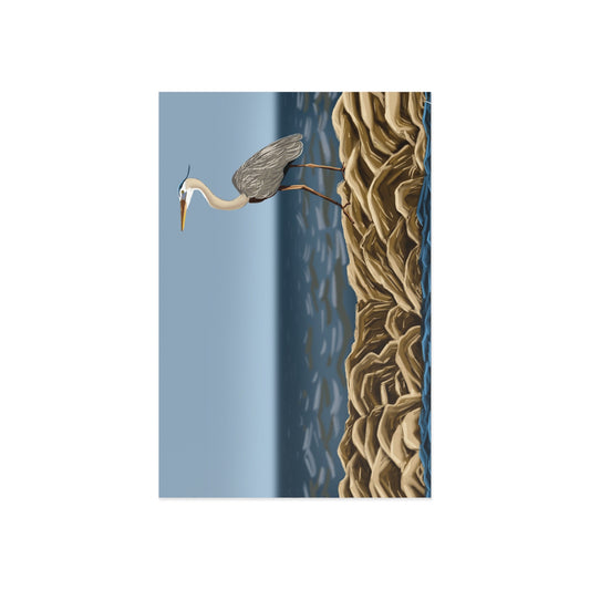 Heron on Corpus Bay Fine Art Postcard